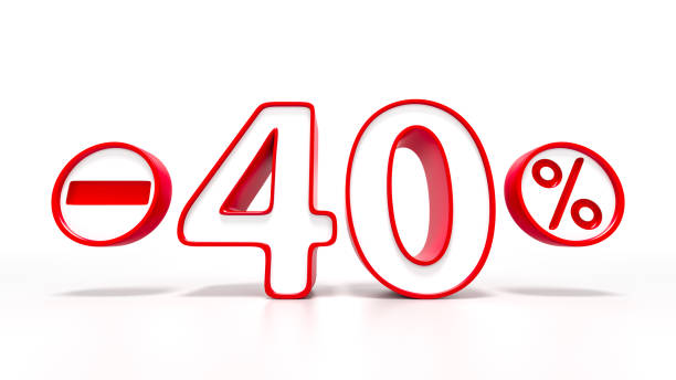 istock 40 percent red symbol isolated on white background 887240016
