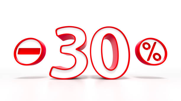istock 30 percent red symbol isolated on white background 887240020