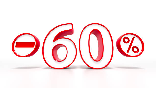 istock 60 percent red symbol isolated on white background 887240028