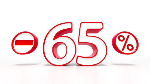 istock 65 percent red symbol isolated on white background 887240034