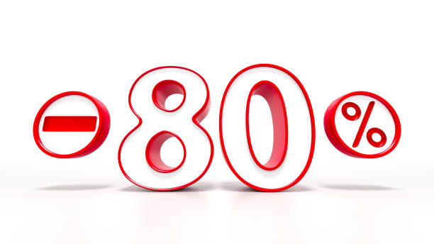 istock 80 percent red symbol isolated on white background 887240040