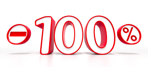 istock 100 percent red symbol isolated on white background 887240042