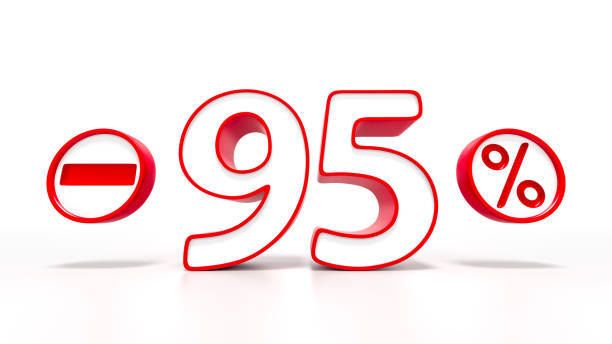 istock 95 percent red symbol isolated on white background 887240050