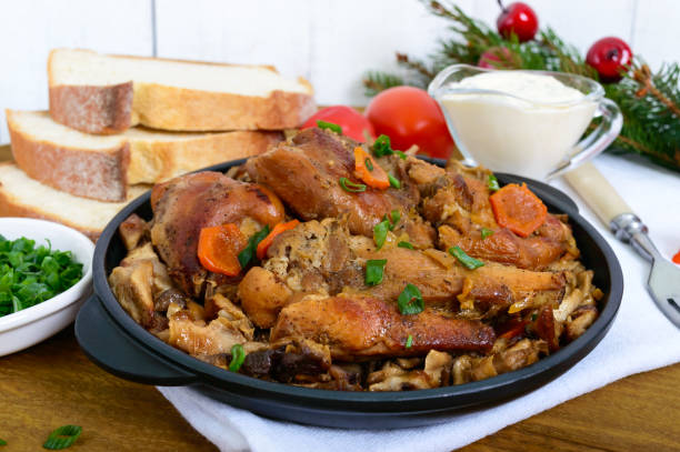 istock Tender rabbit meat with forest mushrooms. A dietary dish. 887240512