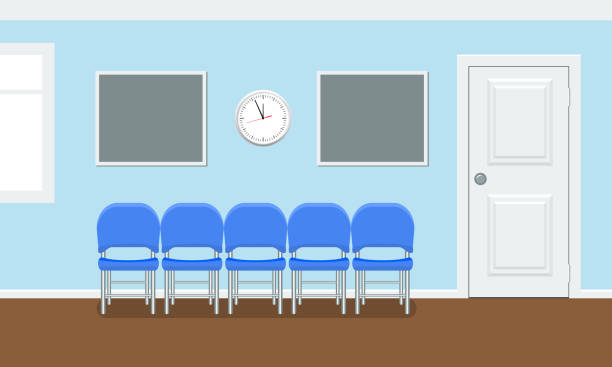 Waiting room for patients in the dental office. Interior building for stomatology concept. Vector in flat style. Waiting room for patients in the dental office. Interior building for stomatology concept. Vector illustration in flat style. lobby office stock illustrations