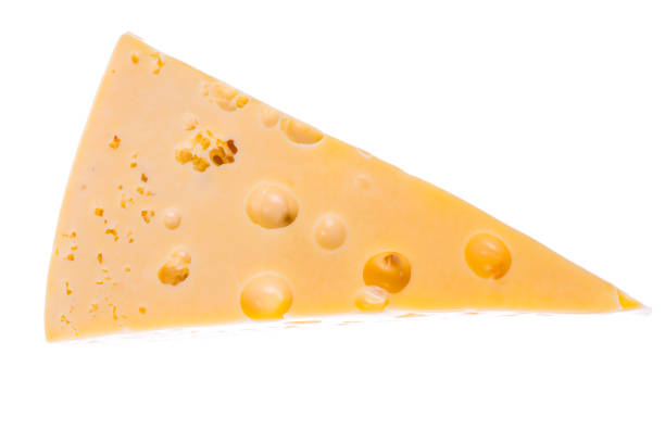 Piece of delicious hard cheese on white background. Studio Photo