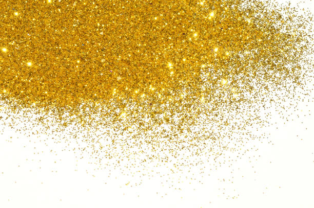 istock Textured background with golden glitter sparkle on white 887250596