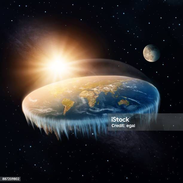 Flat Earth Stock Photo - Download Image Now - Planet Earth, Flat - Physical Description, Sun