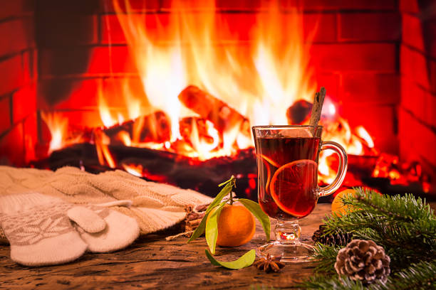 Hot mulled wine in a glass