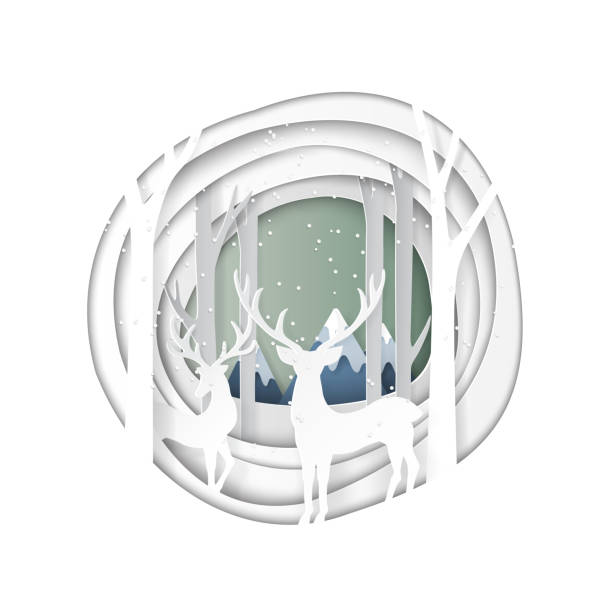 istock Deers couple and nature winter season background 887276052
