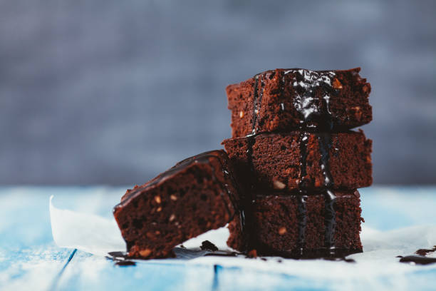 istock Brownies with Chocolate Sauce 887282602