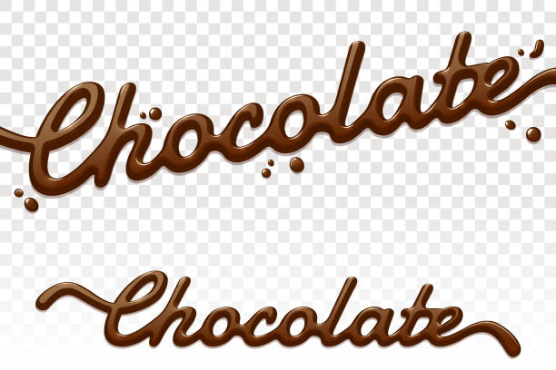 çikolata metin üzerinde şeffaf arka plan izole. çizilmiş yazı çikolata ver. krem sıçraması. vektör tasarım öğesi reklam, ambalaj, poster, menü için. eps 10. - chocolate stock illustrations