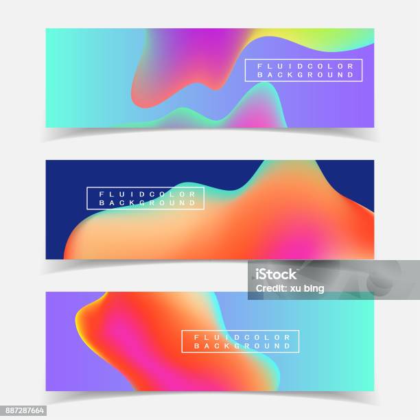 Fluid Colors Backgrounds Set Vector Template Stock Illustration - Download Image Now - Abstract, Backgrounds, Biology