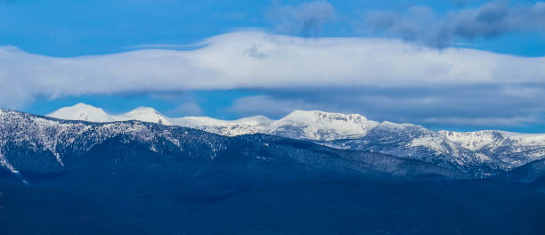 istock Mountain snow peak, beautiful natural winter backdrop. 887288110