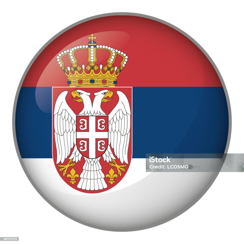 Icon representing button flag of Serbia. Ideal for catalogs of institutional materials and geography Flag stock vector