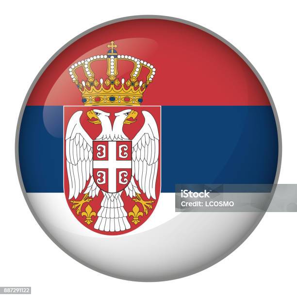 Icon Representing Button Flag Of Serbia Ideal For Catalogs Of Institutional Materials And Geography Stock Illustration - Download Image Now