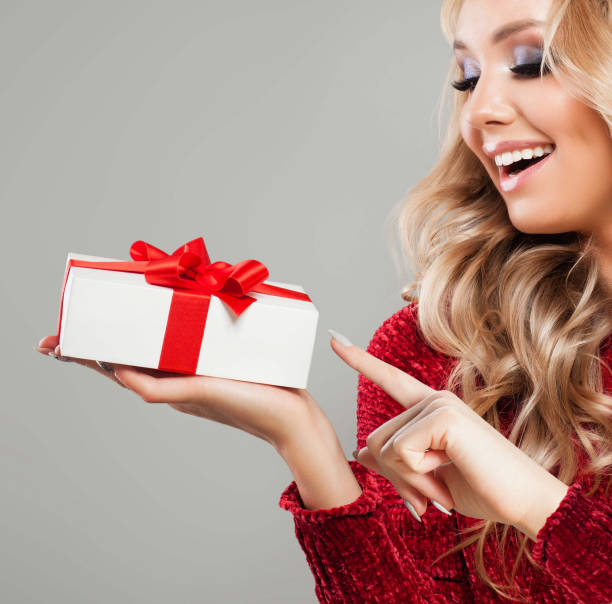 istock Christmas Gift Box with Red Silky Ribbon 887299314