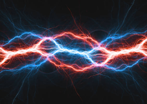 istock Fire and ice lightning bolt, hot and cold plasma electrical power 887302196