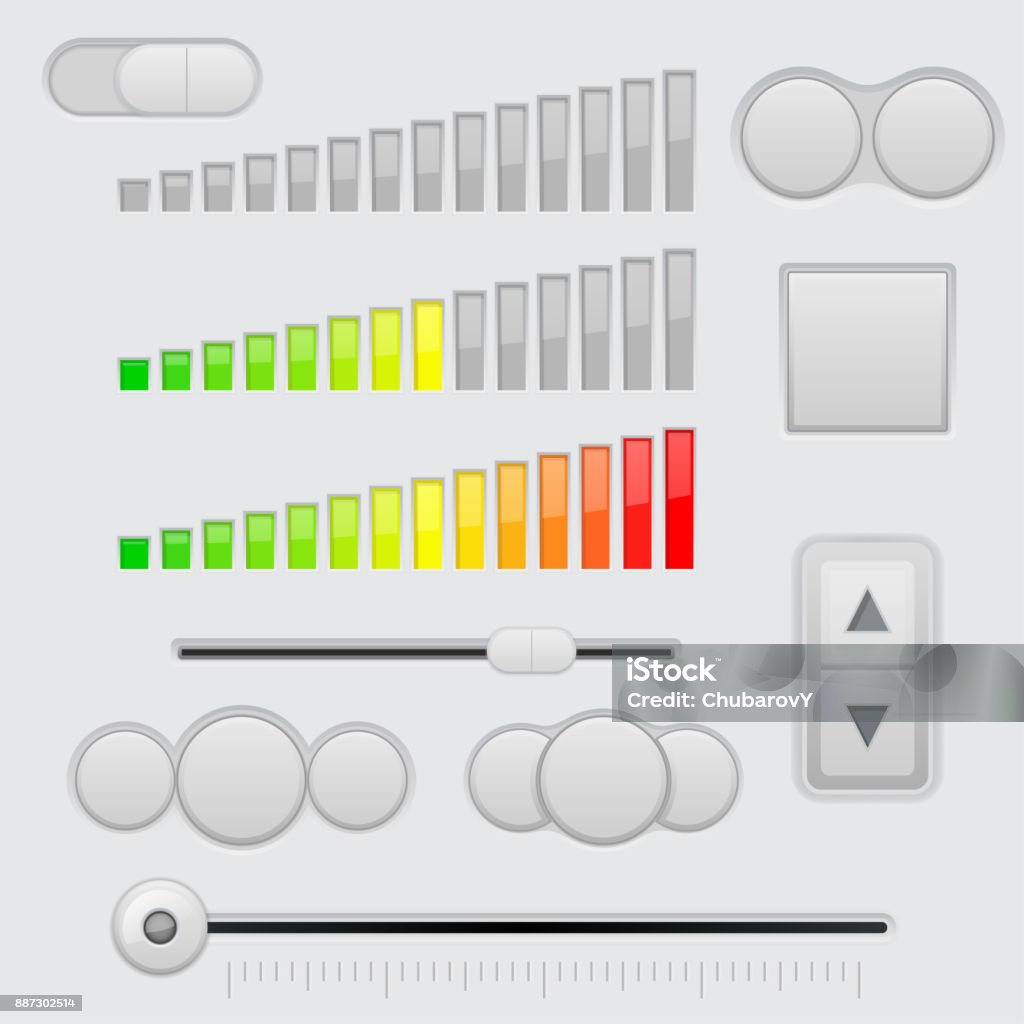 Slider Computer Interface Element Web Interface Elements Gray Buttons Slider And Volume Adjustment Stock ...