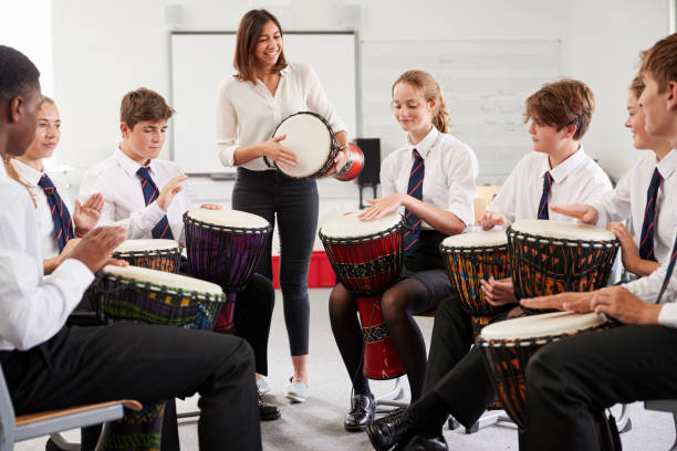 istock Teenage Students Studying Percussion In Music Class 887303052