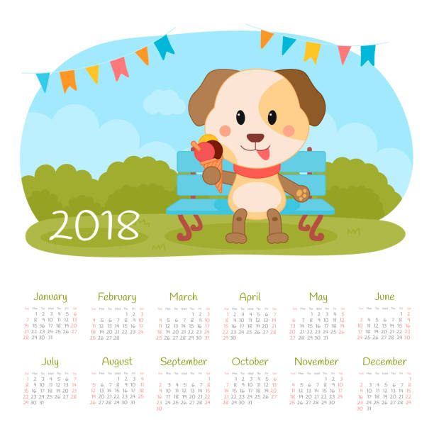 istock Calendar 2018 year. Week starts from Sunday 887303290