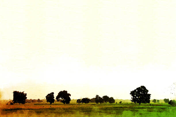 istock Abstract beautiful tree and landscape on watercolor painting background. 887318934