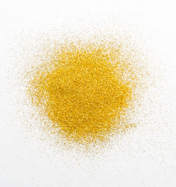istock Golden glitter sand texture on white background 887333404