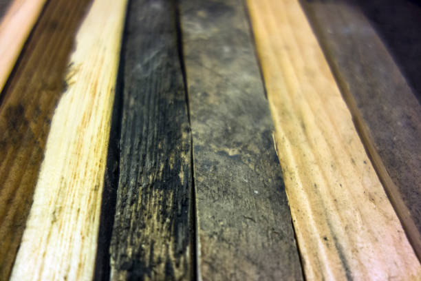istock Close Up of Small Wood Planks Background 887336792