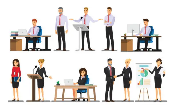 Vector illustration of Businessman character In the office set  ,Vector illustration