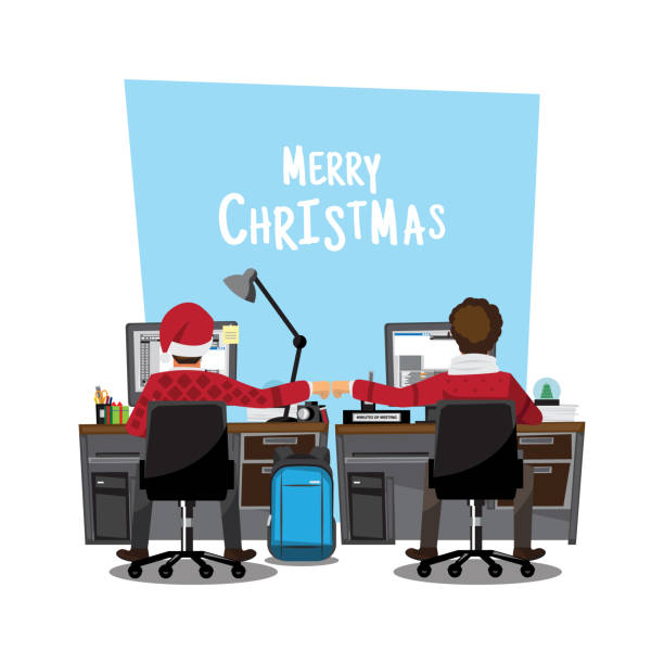 Fist Bump Colleagues Collaboration Teamwork Christmas Day Concept ,Vector illustration cartoon vector art illustration