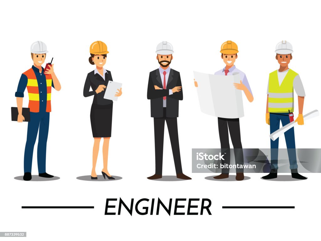 Technician and builders and engineers and mechanics People teamwork ,Vector illustration cartoon character. Engineer stock vector