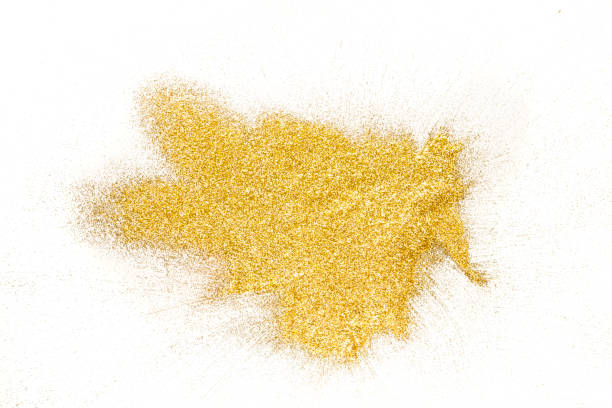 istock Golden glitter sand texture on white background 887341600