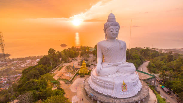 istock Stunning panoramic view of Phuket big Buddha in sunset time 887346934