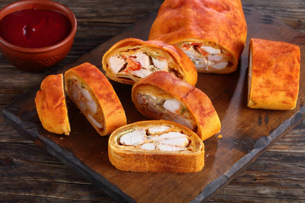 istock strudel with meat, cheese, bell pepper 887358404