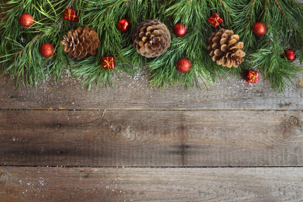 istock Christmas card on wooden background 887362396