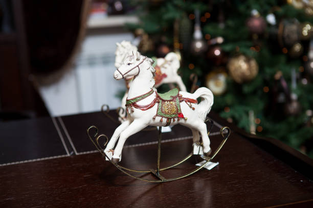 istock Christmas decor - vintage horse 887369426