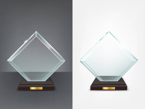 istock Realistic glass trophy, sport and business award 887372220