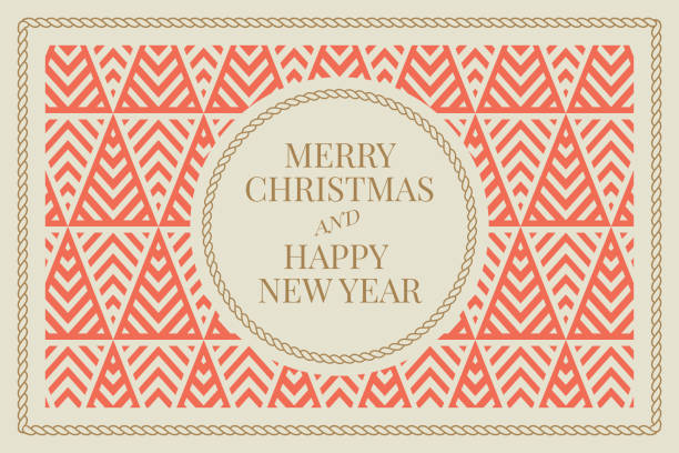 New_Year_pattern_02_01 Winter holidays greeting card with geometric pattern background. Merry Christmas and Happy New Year. Elegant template for postcards, invitations, banners. Vector illustration. EPS 10 modern holiday card stock illustrations