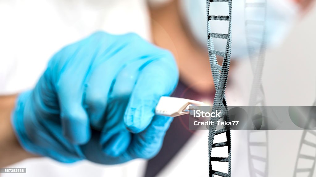 a doctor editing a DNA strand CRISPR Stock Photo