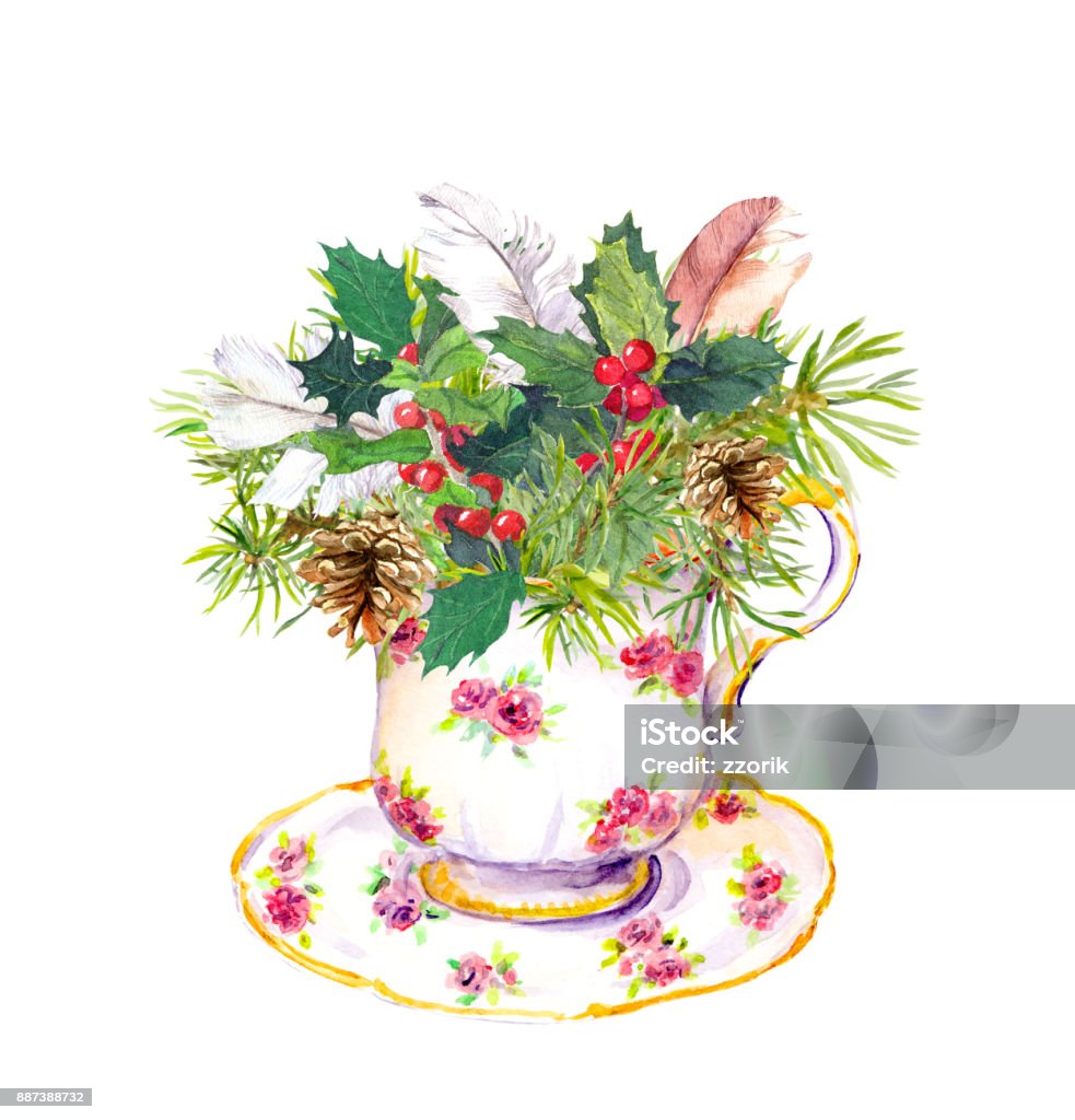 Tách Trà Giáng Sinh Cây Vân Sam Cây Tầm Gửi Lông Boho Bưu Thiếp ...