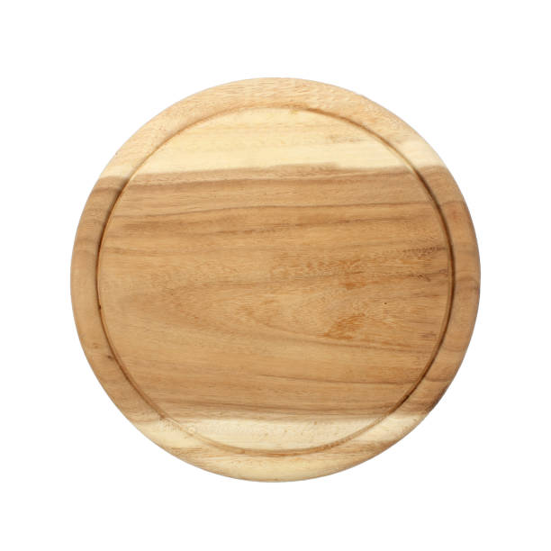 istock wooden plate top view on white background 887389022