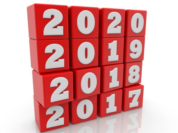 istock Stacked cubes in red color with New year change concept 887389874
