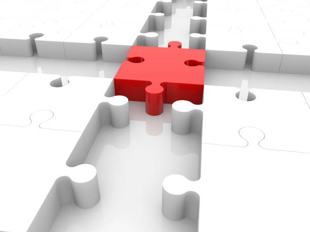 istock Cross of puzzle pieces with empty spaces.3d illustration. 887390478
