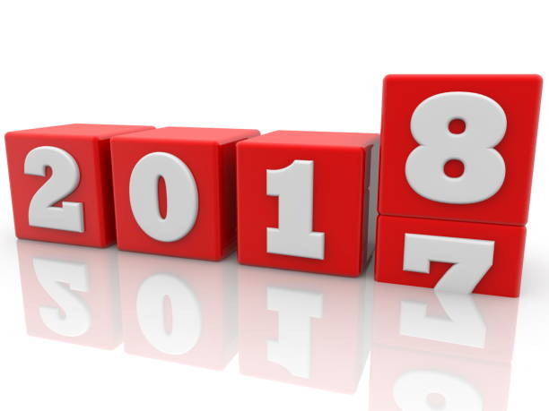 istock Cubes in red color on white with New year change concept.3d illustration. 887390520