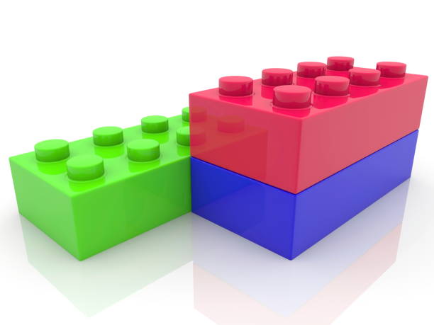 istock Three toy blocks in three different colors.3d illustration. 887390824