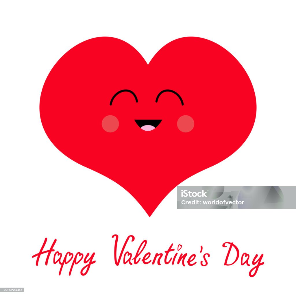 Happy Valentines Day Sign Symbol Red Heart Face Funny Head Cute ...