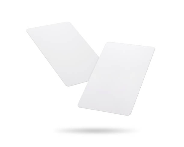 클리핑 경로 카드 흰색 배경에 고립입니다. 템플릿 디자인을 위한 빈 플라스틱 카드의. - credit card photography stack finance 뉴스 사진 이미지