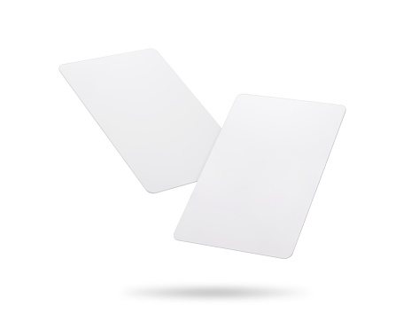 Clipping paths card isolated on white background. Template of blank plastic card for your design.