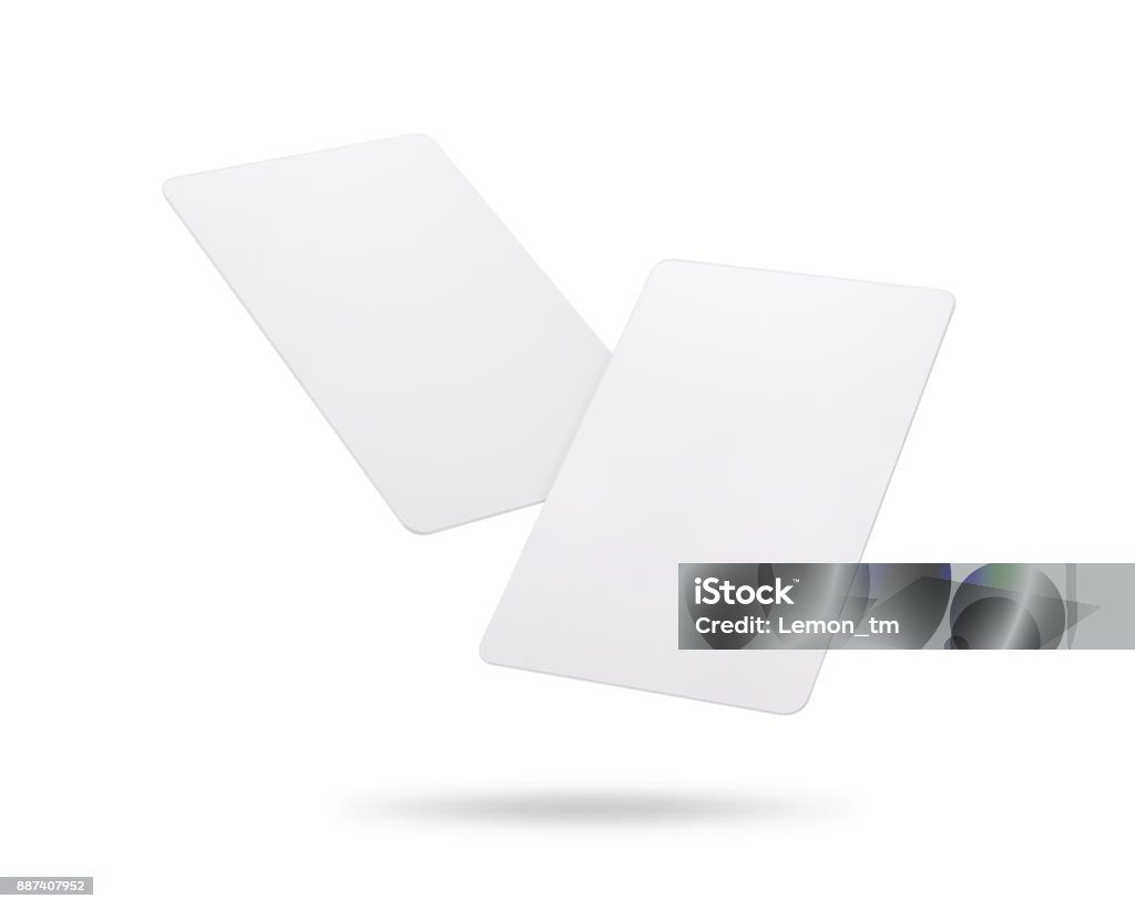 Clipping paths card isolated on white background. Template of blank plastic card for your design. Playing Card Stock Photo