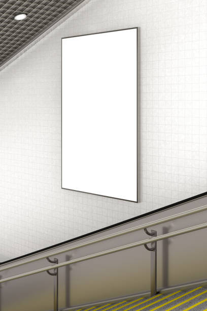 istock Blank advertising poster on underground escalator wall 887424120